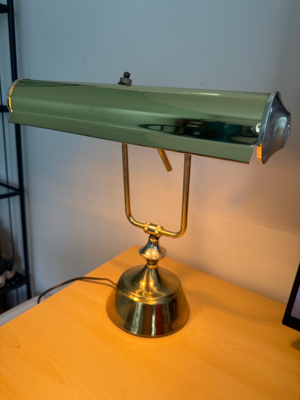 VTG Brass Student/Piano/Banker Table/Desk Lamp adjustable w/Bulbs